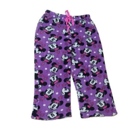 DISNEY MINNIE MOUSE PURPLE FLEECE PANTS - Picture 1 of 5